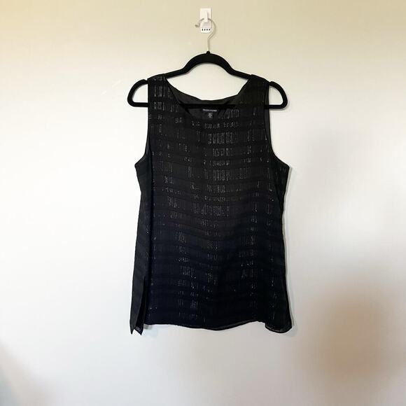 Eileen fisher Sheer Silk Glimmer Ballet Neck sleeveless tank women’s size medium - Picture 1 of 12